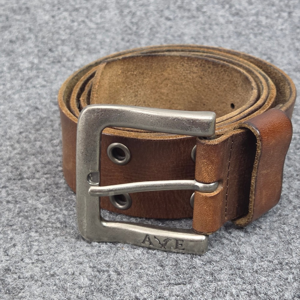 American Eagle Belt Mens 36 Brown Leather Grommet Distressed Casual Rugged Work